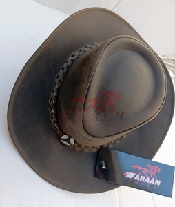 Sombrero de vaquero de moda vintage occidental en relieve de cuero Premium Sombrero de vaquero australiano de cuero genuino Estilo mexicano - Product Image 2