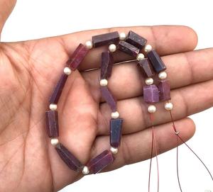 15 Pieces Natural <b>Ruby</b> Gemstone 1 Strand Faceted Nuggets Beads for Jewelry Making <b>Bracelet</b> Necklace Earring July Birthstone - Product Image 2