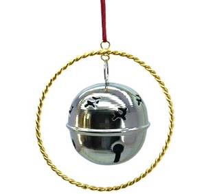 Campana de cascabel de estrella de diseño de alambre redondo, ornamento colgante de METAL dorado para Navidad, bola de hierro, producto de alta calidad para el hogar - Product Image 4