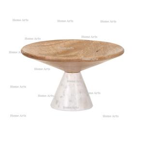 Designer Round Shape Wood <b>Food</b> Serving Bowl With Marble Base Highest Quality Bowl At Competitive Price - Product Image 1