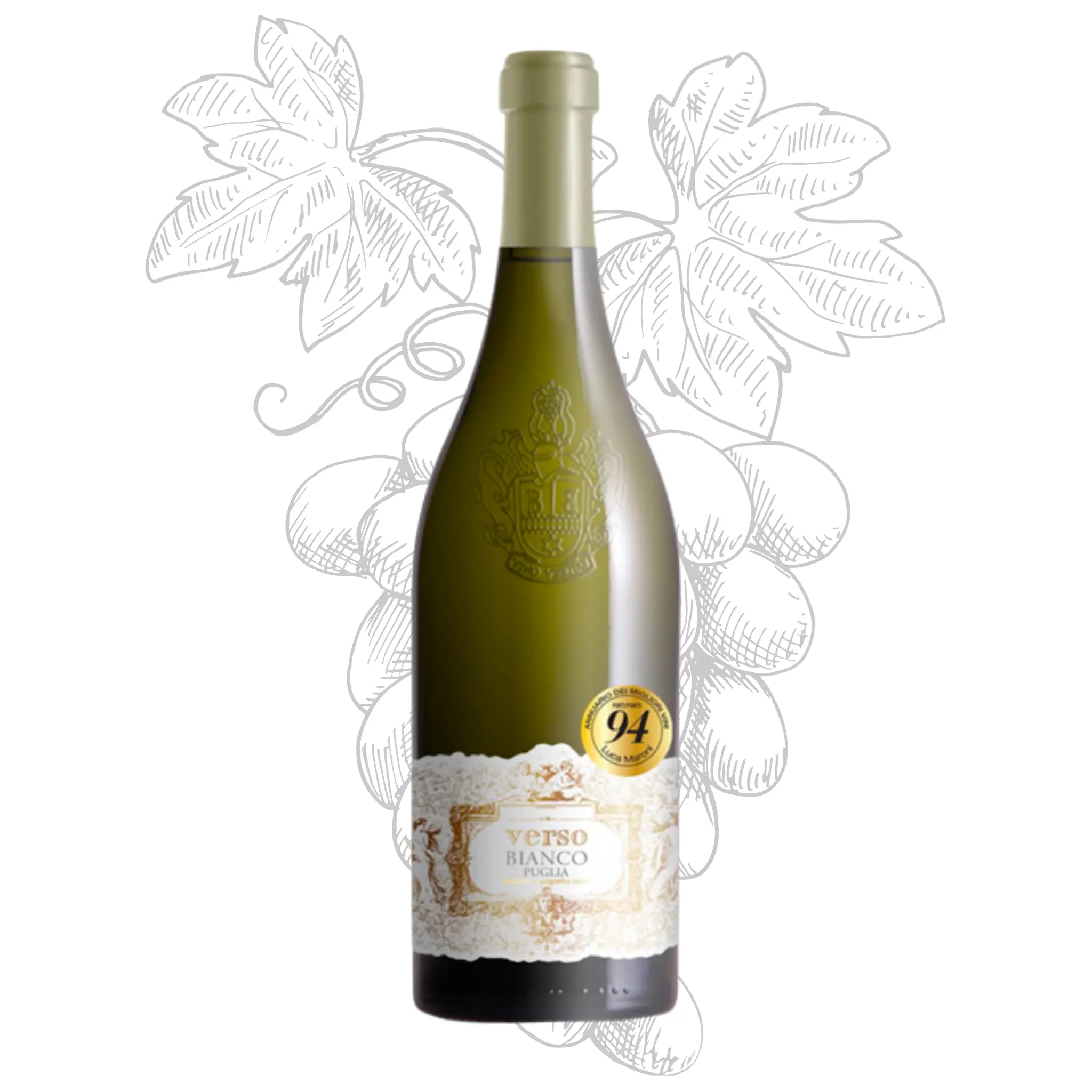 Premium Made in Italy White Wine - Verso Bianco Puglia IGT - White Table Wine bottles 750 ml alcohol 13% for export