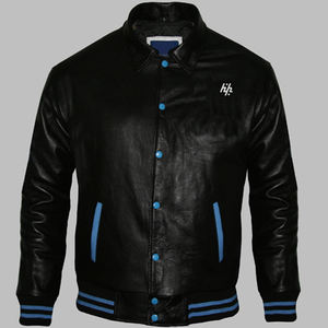 Huzaifa – vestes varity noires pour hommes, nouvelle collection personnalisée pour le corps et les manches en cuir véritable - Product Image 1