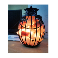 Lampe de table en fer forgé avec sel de l'Himalaya, veilleuse avec variateur d'intensité, lampe de table en sel de l'Himalaya, humidificateur en roche de l'Himalaya