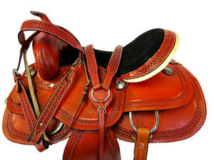 Barril de cuero prémium para carreras, conjunto de sillín de caballo occidental, tachuelas (talla de asiento de 14 "-18"), disponible en varios colores y tamaños - Product Image 2