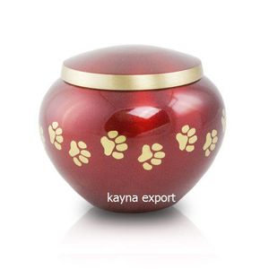 Nouveau design moderne odyssée urne pour animaux de compagnie avec émail couleur rouge finition brillante vente chaude métal odyssée urnes pour animaux de compagnie fournitures funéraires - Product Image 1