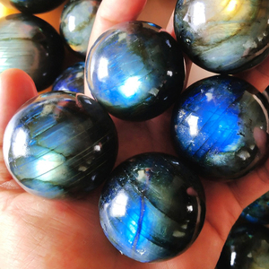 Esfera de Cristal de Labradorita, Generador de Ozono de Cuarzo, Bola de Espejo |   Piedra de Labradorita Natural, Cristal de Cuarzo en Barra, Decoración de Cristal Curativo - Product Image 2