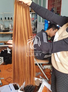 Extensiones de cabello vietnamitas súper dobles, puntas gruesas, cutícula alineada, lisas como hueso, color natural, trama a máquina, color piano. - Product Image 3