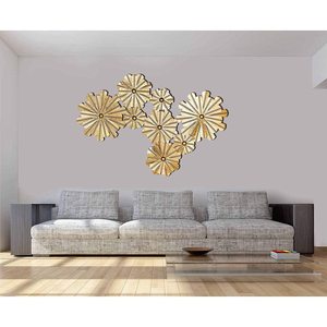 Décoration murale circulaire dorée en métal pour le salon, la chambre à coucher et le canapé. - Product Image 2