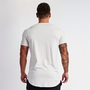 ขายส่งพื้นฐานพิมพ์หน้าจอเสื้อยืดผ้าฝ้าย95% 5% อีลาสเทนเสื้อยืดโค้ง Hem - Product Image 4