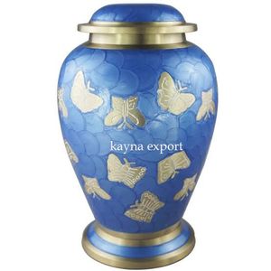 Hermosa urna de resina de mariposa Púrpura, la urna de cremación de metal de latón más vendida para 200 cenizas cúbicas, diseño de mariposa dorada con esmalte - Product Image 3