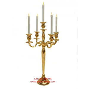 Candélabre carré en métal 5 bougies en cristal votif brillant plaqué argent fait à la main écologique décoration de salon de noël - Product Image 4