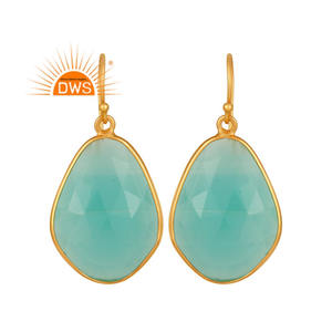 Aqua Chalcedony Gemstone <b>Earrings</b> 14k <b>Gold</b> Plated Jewelry 925 Sterling Silver <b>Dangle</b> <b>Earrings</b> Manufacturer Classic Collection - Product Image 1