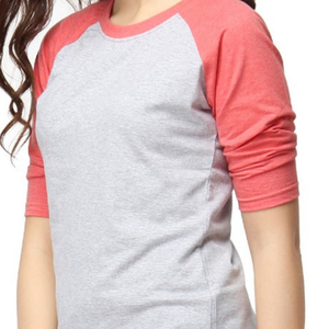 Camiseta raglán con logotipo personalizado para mujer, ropa lisa en blanco, 100% algodón, para mujer, venta al por mayor - Product Image 5