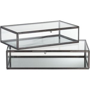 Rectangular Glass Storage <b>Box</b> with Metal Frame for Jewelry Organizers - Product Image 1