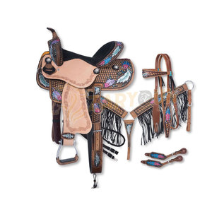 Venta de fábrica logotipo personalizado impreso Super suave impermeable occidental sintético caballo sillín conjunto para montar a caballo - Product Image 5