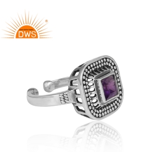 Handmade Antique Design 925 Sterling Silver Ring Purple Amethyst Gemstone Ring Jewelry Supplier Manufacturer - Product Image 6