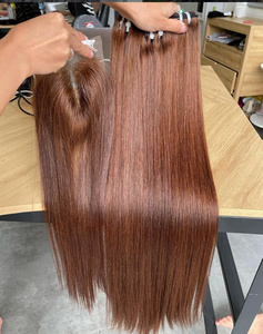 Extensions de cheveux humains vietnamiens naturels et soyeux, tissage simple, lisses et raides, avec closure frontale en dentelle - Product Image 2
