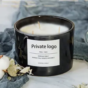 Candele profumate di cera di soia con Logo a marchio privato 3 stoppino candele profumate personalizzate qualsiasi fragranza può essere regalo all'ingrosso personalizzato