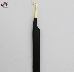 แหนบต่อขนตาสีดำเคลือบผงทอง24K แบบมืออาชีพที่ยั่งยืนปลายแหลมเพื่อความงามส่วนตัว - Product Image 3