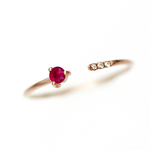 Rắn Vàng 14K Tinh Tế Ban Nhạc Cuff Vòng Tự Nhiên Của Ruby & Trắng Kim Cương Đá Quý Màu Hồng Đá Đồ Trang Sức Tối Giản - Product Image 1