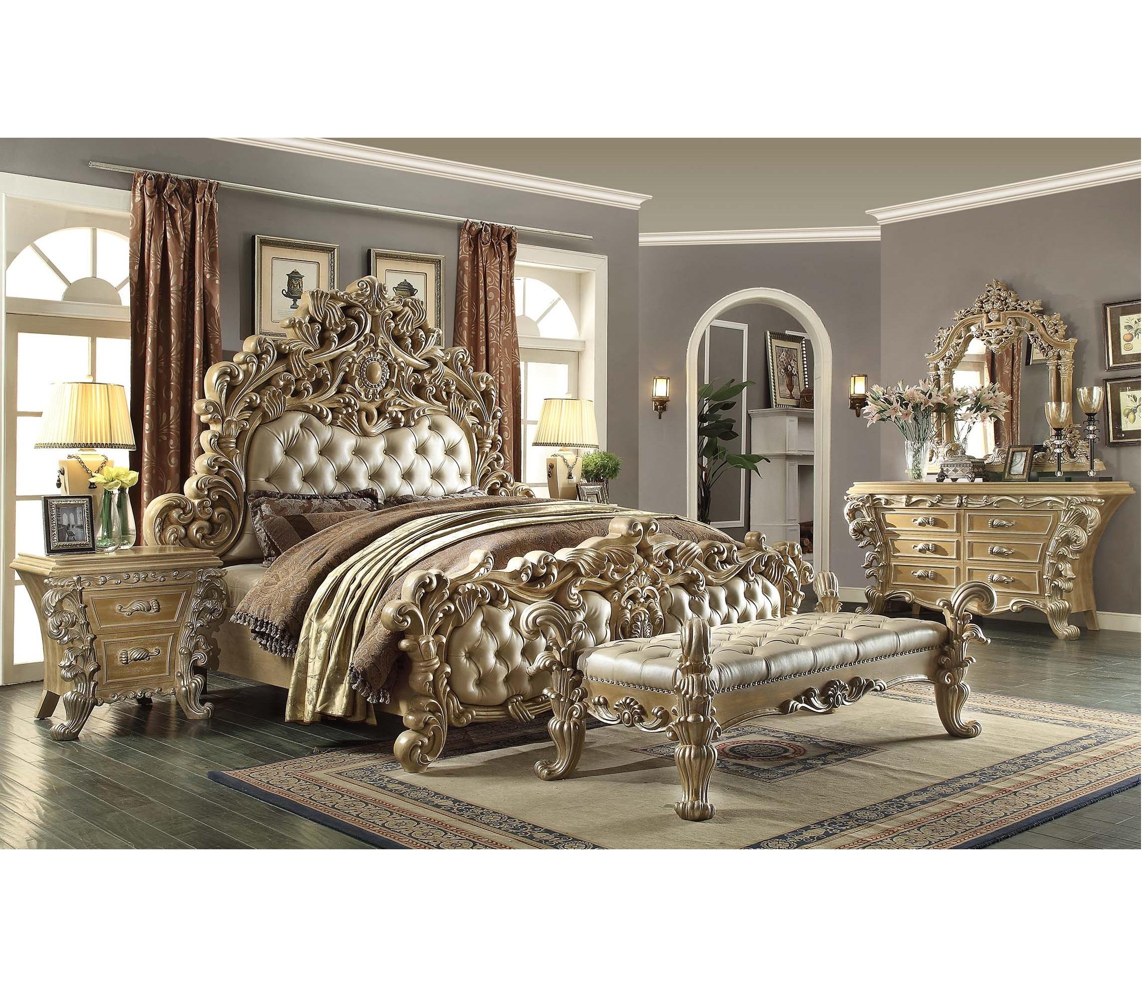 Set Furnitur Kamar Tidur Mewah, Furnitur Gaya Victorian untuk Kamar Tidur