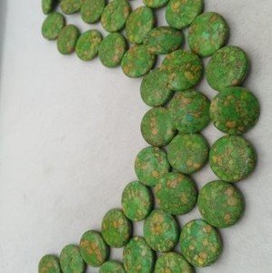 Cuentas de piedra sueltas de piedras preciosas turquesas en forma de moneda de agua dulce verde 100% orgánico cultivado superior para la fabricación de joyas a granel - Product Image 2