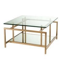Table basse en acier inoxydable avec plateau en verre, meubles de salon de luxe, design européen moderne