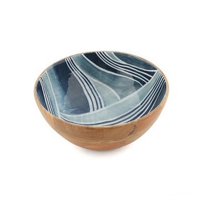 Diseño clásico Aspecto atractivo Esmalte Impreso Cuenco de madera La mejor calidad Acacia Madera Hecha a mano Cuenco para servir Forma redonda - Product Image 1