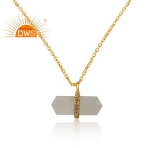 Collar de plata 925 con piedra lunar blanca, colgante de piedras preciosas, joyería - Product Image 3