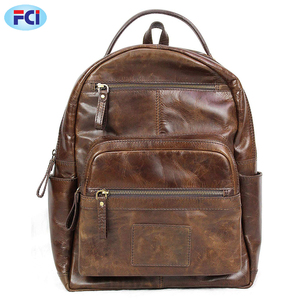 Mochila de piel de vaca de cuero genuino para hombres de alta calidad Bolso de negocios informal de nuevo diseño con cierre de cremallera - Product Image 6