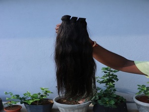 Mèches indiennes naturelles vierges — meetu, cheveux bruts non traités, Extension de cheveux d'origine indienne, racines foncées, cuticules - Product Image 3
