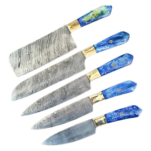 Ensemble de 6 couteaux de cuisine japonais en acier, damas VG10 chef désochage, couteaux utilitaires Santoku manche en bois - Product Image 1