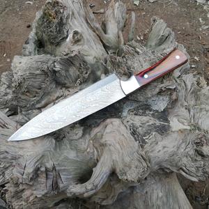 Cuchillo de cocina profesional de acero al carbono Damasco hecho a mano con mango de acero inoxidable súper afilado para preparación de alimentos - Product Image 2