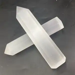 SELENITE Tongkat Pensil Penyembuhan, Tangkai Pensil/Pensil Meditasi/Kristal SELENITE Batu Akik Penyembuhan, Menara Titik