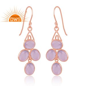 <b>925</b> Sterling <b>Silver</b> Natural Pink Amethyst Gemstone Dangle <b>Earring</b> For Women Jewelry Manufacturer - Product Image 2