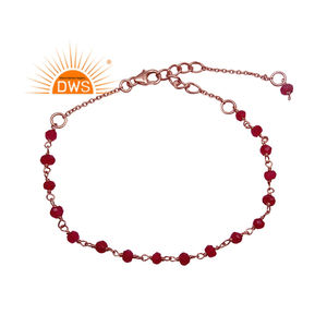 Bracelet perlé en calcédoine rose plaqué or rose 925 argent filles Bracelet fournisseur de bijoux Collection classique - Product Image 1