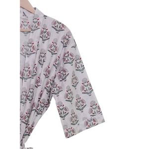 Bloemenblokprint Puur Katoenen Kimono Damesstrand En Festivalhoes Handgemaakt Gewaad Bruidsmeisje Zomerkleding Bikini Katoenen Badjas - Product Image 5