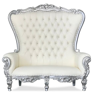 Enterenprise C006 Midcentury Style Tufted Sofa <b>Bed</b> Ball Chair Loveseat Silver <b>Frame</b> Fabric Upholstery Bedroom/Living Room - Product Image 2