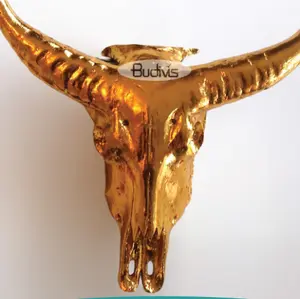 Hand Painted Resin Gouden Koe, Buffalo Schedels Hoofd Muur Opknoping Decor