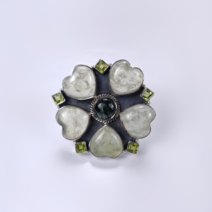 Peridoto y Prehnita-Anillo de Plata de Ley 925 con piedra verde semipreciosa - Product Image 2