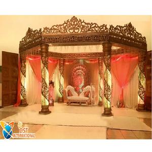 Maravilloso soporte de fondo FRP Gold Mandap para eventos de ceremonia de boda Bollywood decoración de boda diseñador evento Mandap Decor EE. UU. - Product Image 1