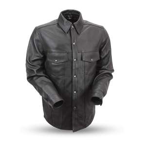 เสื้อแจ็คเก็ตมอเตอร์ไซค์หนังแท้คุณภาพดีเยี่ยม ระบายอากาศได้ดี กันลม  ไซส์ใหญ่พิเศษ  แบบสปอร์ต  สวมใส่สบาย  มีกระเป๋าหน้าสองช่อง  ติดกระดุมเต็มตัว - Product Image 1