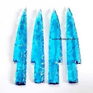 Blaues Onyx 5-Zoll-Agatenglas-Messer handgewürfelt Obsidian-Massen-Pfeilkopf Glas-Steinmesser Jagd-Pfeilkopf