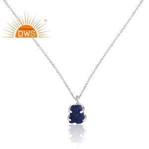 925ปรับเงินสเตอร์ลิงธรรมชาติ Lapis Lazuli พลอยสร้อยคอจี้สำหรับผู้หญิงเครื่องประดับผู้ผลิต - Product Image 3