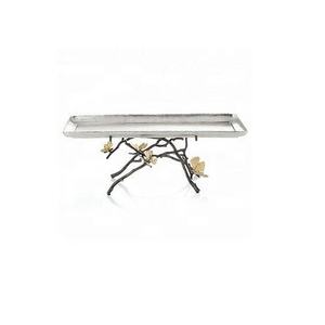 Plateaux rectangulaires en métal écologique avec support pour ustensiles de cuisine de table et décoration de mariage à la maison pour servir des fruits et des fleurs - Product Image 1