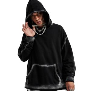 OEM Casual Men's Oversized Fit <b>Hoodies</b> Zipper up Solid Color Custom Logo Heavyweight Simple Spring Autumn Fleece Hoodie - Product Image 4
