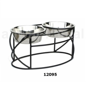 Meilleure vente en gros d'usine Bol d'eau pour chien en acier inoxydable de haute qualité en métal de luxe avec double bol en acier - Product Image 1