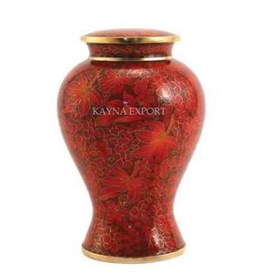 งานหัตถกรรมโลหะทองเหลืองแข็งแกะสลักสีแดงสำหรับงานศพผู้ใหญ่สำหรับขี้เถ้าออกแบบคลาสสิกขอบ - Product Image 5