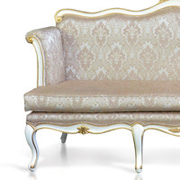 Mariage royal Canapé 3 places européen antique en bois peint en blanc et tissu pour meubles de salon
