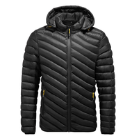 Blouson matelassé à capuche et col montant pour homme – Hiver, décontracté, respirant, coupe-vent, ajusté, fermeture éclair, polyester/nylon